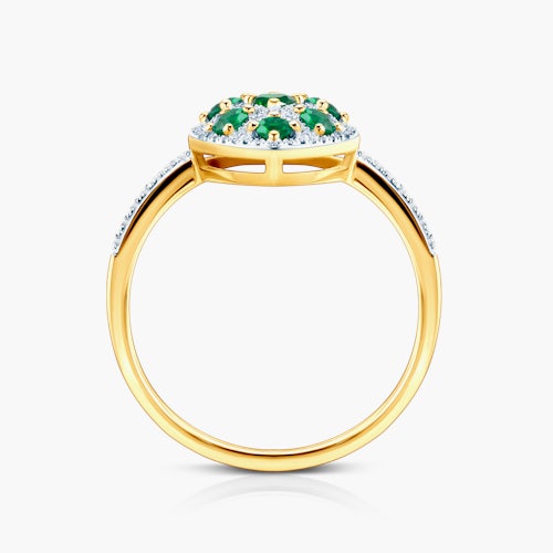 Pierścionek SAVICKI: dwukolorowe złoto, szmaragdy, diamenty